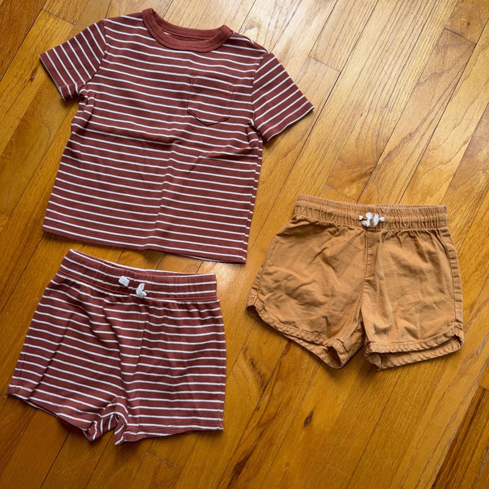 Little Co Lauren Conrad Kids 2T Striped Shirt Shorts 3 pc‎ Set Unisex Neutral